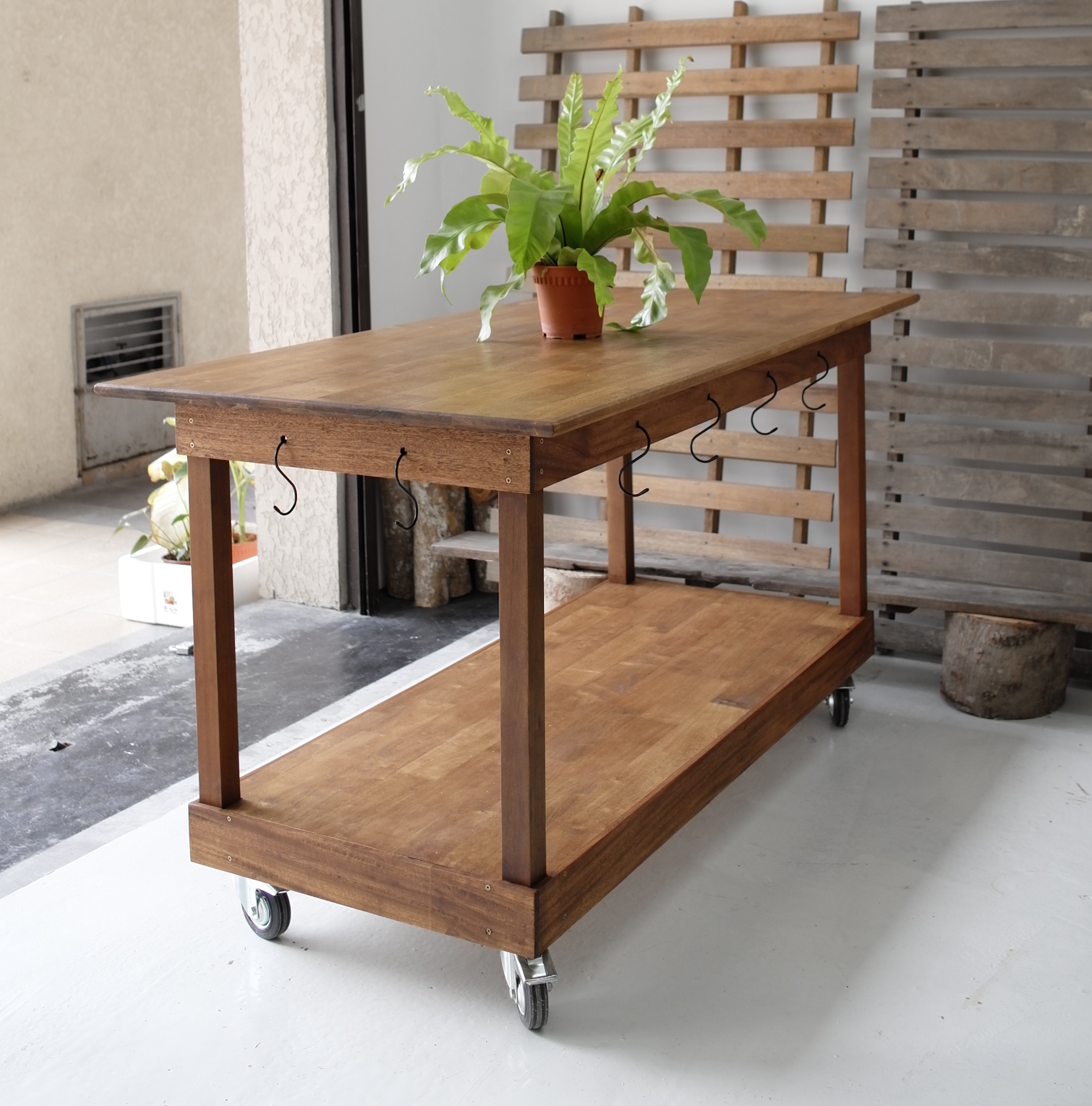 Solid Wood Moveable Counter - Custom Furniture Malaysia by The Wood Place